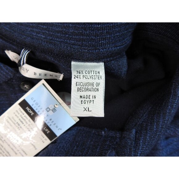 Geoffrey Beene Men’s Long Sleeve Polo Shirt Navy Blue Stripe Size XL NWT - Picture 3 of 7